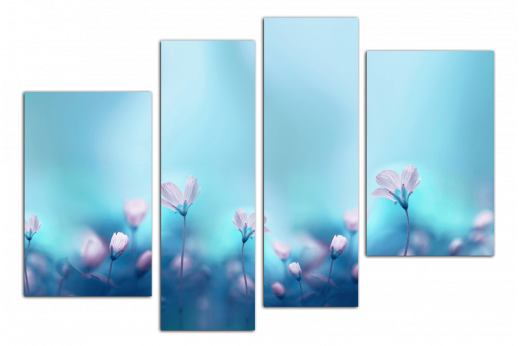 Модульная картина Цветы на синем фоне