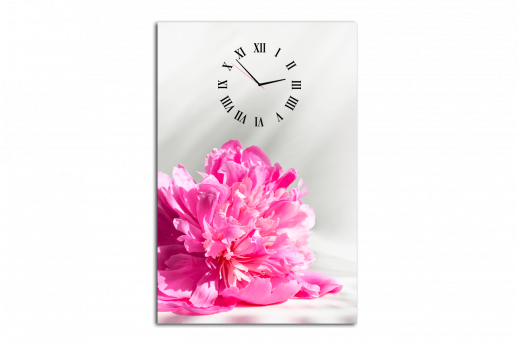 Одномодульная  картина с часами розовый пион