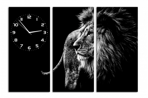 Модульная картина с часами Лев